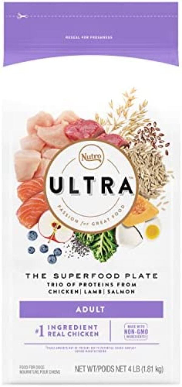 41FlrlqT1DL._AC_.jpg Nutro Ultra Adult High Protein Natural Dry Dog Food - Chicken, Lamb, and Salmon, 4 lb Bag