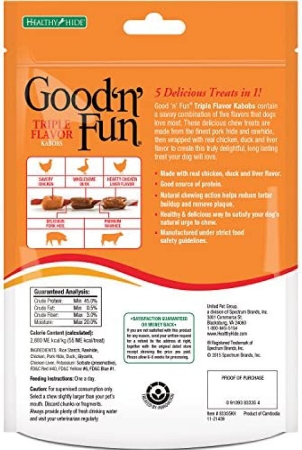 51UceelThaL._AC_.jpg Good'N'Fun Triple Flavored Rawhide Kabobs for Dogs - Irresistible Treats for Your Pup