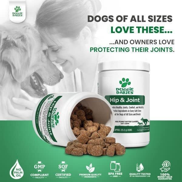51a5LEFwEuL._AC_.jpg Doggie Dailies Glucosamine for Dogs - Advanced Hip and Joint Supplement