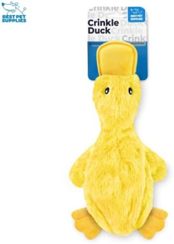 31t22NnsHDL._AC_.jpg Best Pet Supplies Crinkle Dog Toy - No Stuffing Duck, Soft Squeaker, Yellow