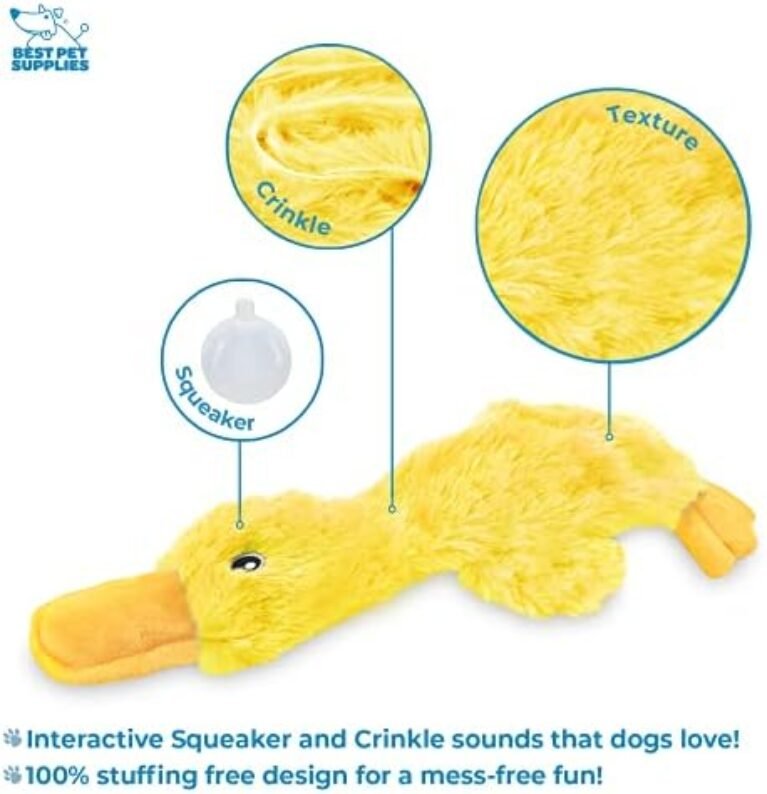 41SsqTVEU1L._AC_.jpg Best Pet Supplies Crinkle Dog Toy - No Stuffing Duck, Soft Squeaker, Yellow