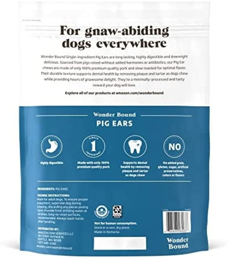 515h8ns4-OL._AC_.jpg Amazon Brand – Wonder Bound Pig Ears Dog Treats, Pork, Pack of 6