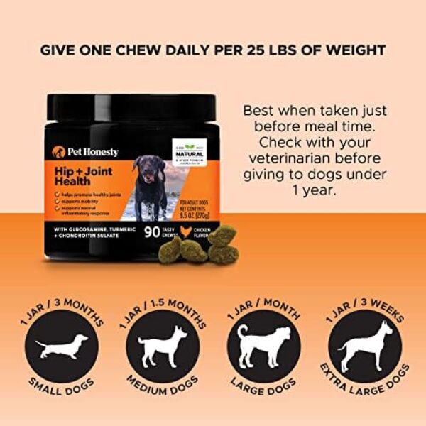 PetHonesty Hip & Joint Health: Best Dog Joint Supplement with Glucosamine, Chondroitin, MSM, and Turmeric
