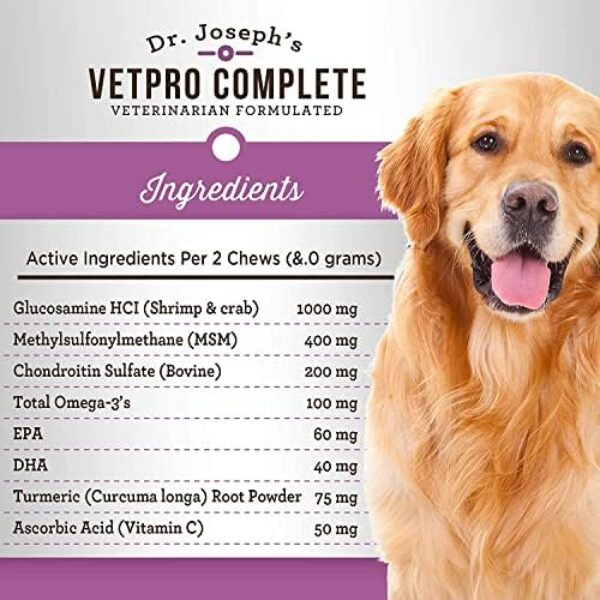 VetPro Dog Hip and Joint Supplement - Pain Relief Chews for Dogs