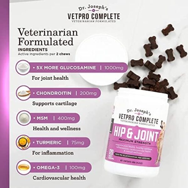 VetPro Dog Hip and Joint Supplement - Pain Relief Chews for Dogs