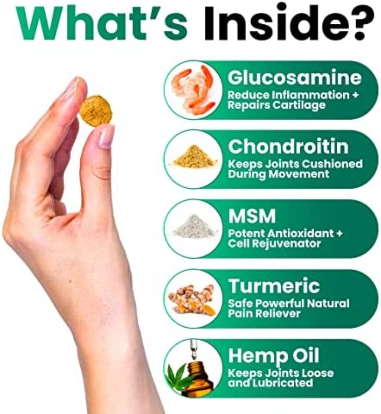 Hemp Hip and Joint Supplement for Dogs - Glucosamine for Dogs - 170 Dog Joint Pain Relief Treats - Chondroitin, MSM, Hemp Oil - Advanced Dog Joint Supplement Health - Mobility Support Chews