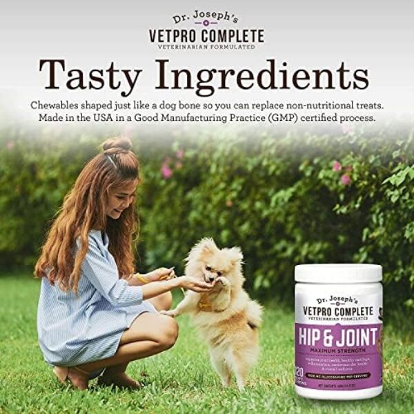 VetPro Dog Hip and Joint Supplement - Pain Relief Chews for Dogs