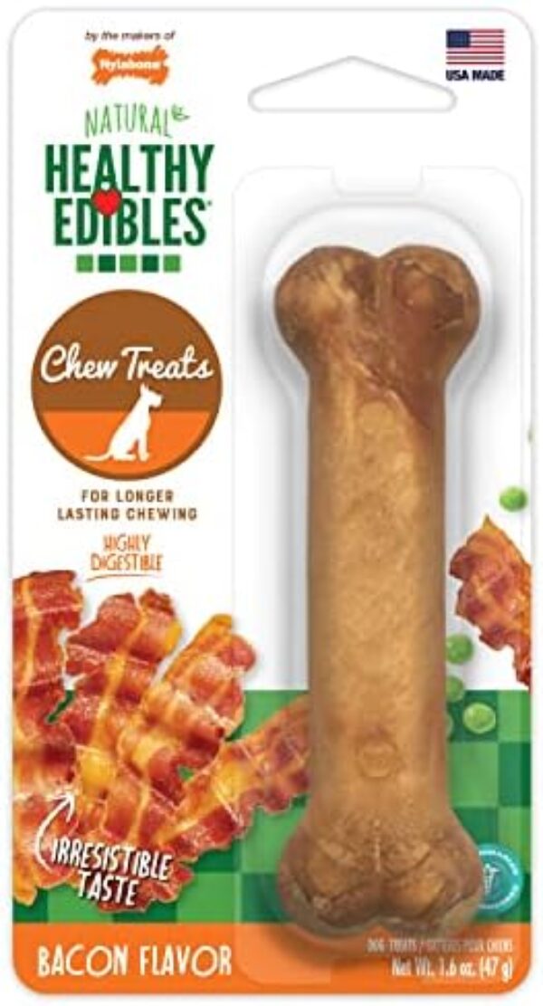 41L9x1uQPL._AC_.jpg Nylabone Healthy Edibles All-Natural Long Lasting Bacon Flavor Chew Treats 1 Count Bacon Small/Regular