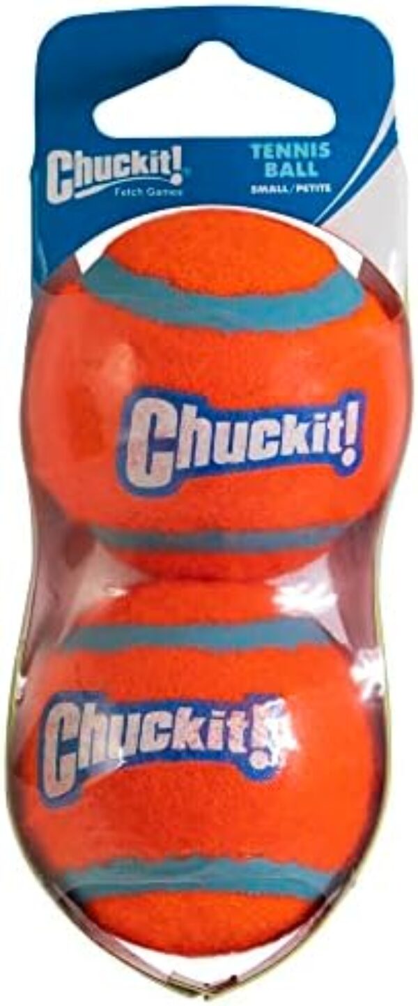 Chuckit! Dog Tennis Ball Dog Toy, Small (2 Inch Diameter) for dogs 0-20 lbs, Shrink Wrap Pack of 2