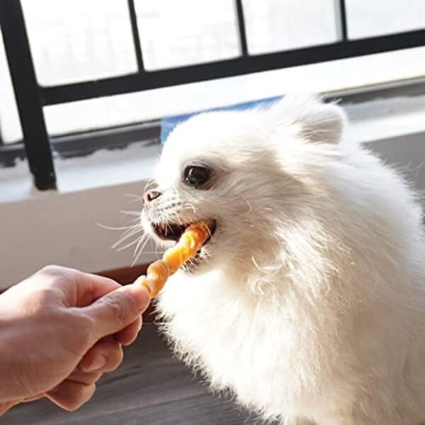 MON2SUN Dog Treats, 5 Inch Rawhide Twist Chicken Hide Sticks, Suitable for Puppy and Small Dogs, 5 Inch (Chicken, Pack of 40)