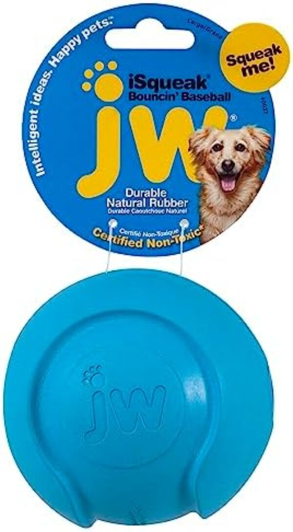 JW Pet Company iSqueak Bouncin' Baseball Dog Toy, Large (Colors Vary), multi (40037)