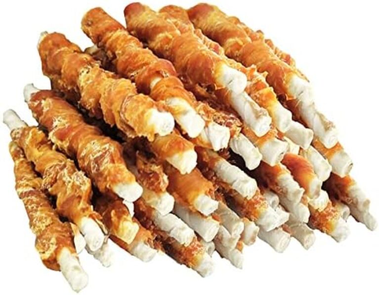 MON2SUN Dog Treats, 5 Inch Rawhide Twist Chicken Hide Sticks, Suitable for Puppy and Small Dogs, 5 Inch (Chicken, Pack of 40)