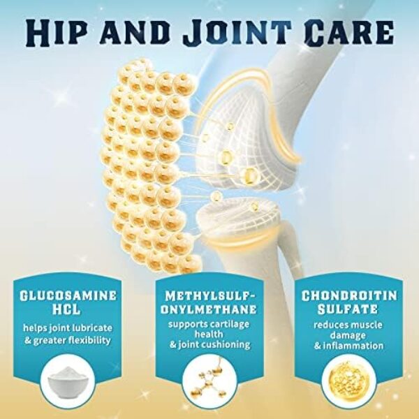 Glucosamine for Dogs, Hip and Joint Supplement for Dogs with Chicken Flavor, Anti Inflammatory, Dog's Chondroitin, Digestive Enzymes, Omega-3, Vitamin D, MSM, Calcium, Turmeric, 120 Freeze-Dried Chew