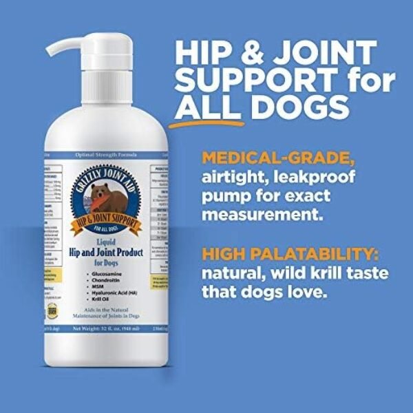 51pswwWM88L._AC_.jpg Grizzly Joint Aid for Dogs Liquid Hip and Joint Support (Extra Strength), 32 fl oz