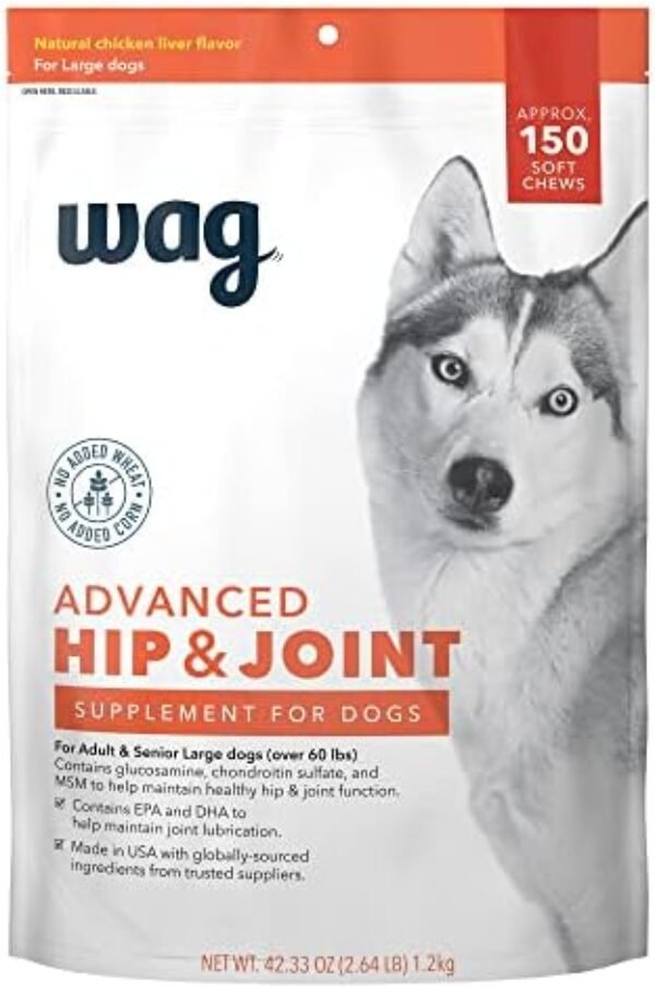Amazon Brand - Wag Hip & Joint Advanced Soft Chews dog supplements for joints