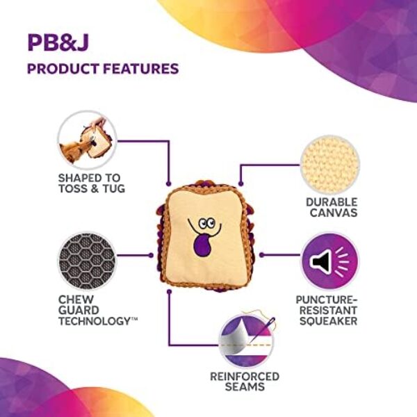 41Oke4G2yCL._AC_.jpg TrustyPup Tough 'N Fun PBJ Squeaky Plush Dog Toy, Chew Guard Technology - Tan, Medium