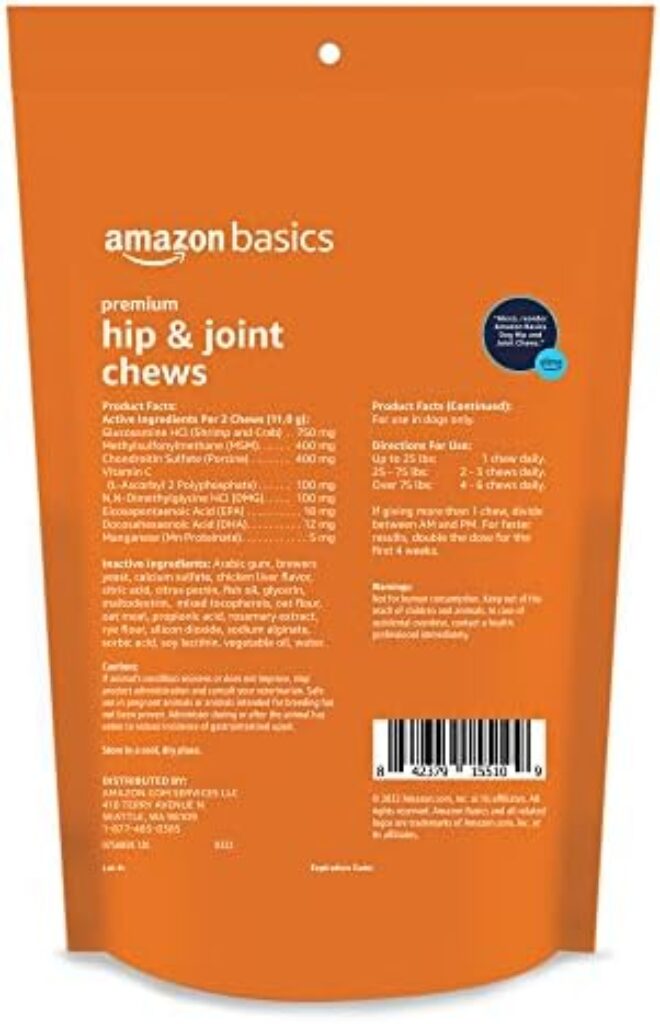 41UC8ZwpM6L._AC_.jpg Amazon Basics Premium Dog Hip & Joint Supplement Chews - Chicken Liver Flavor (120 Count)