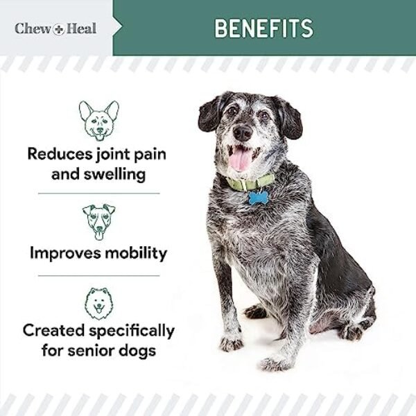 515vyZ6FUlL._AC_.jpg Senior Hip and Joint for Dogs - 120 Soft Chew Treats - Glucosamine, MSM, Vitamin C, Omega, Chondroitin - for Inflammation, Pain, Mobility, Joint and Cartilage Health - Made in USA