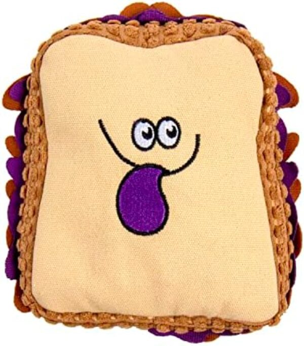 51Efuv2n8QL._AC_.jpg TrustyPup Tough 'N Fun PBJ Squeaky Plush Dog Toy, Chew Guard Technology - Tan, Medium