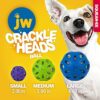 Petmate Crackle Heads Crackle Ball Crunchy Noise Chew Fetch Toy for Dogs Assorted Colors, Medium 3' Diameter