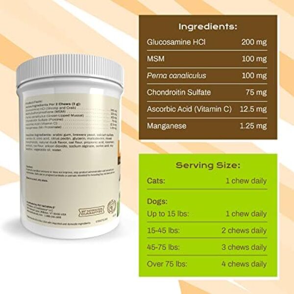 Pet Naturals Hip and Joint Supplement - Glucosamine, Chondroitin, MSM - Duck Flavor (160 Chews)