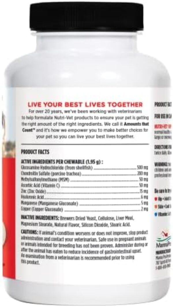 Nutri-Vet Hip & Joint Chewable Dog Supplements | Formulated with Glucosamine & Chondroitin for Dogs | 120 Count