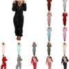 One Piece Pajamas for Women Fleece Pajamas Jumpsuit Winter Sherpa Romper Sleepwear Hoodies Jumpsuits Outfits