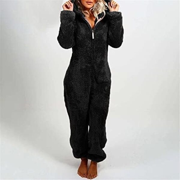 One Piece Pajamas for Women Fleece Pajamas Jumpsuit Winter Sherpa Romper Sleepwear Hoodies Jumpsuits Outfits