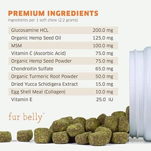 51NrP1ewdwL._AC_.jpg Glucosamine for Dogs - Hip and Joint Supplement Dogs - Glucosamine Chondroitin for Dogs with MSM, Hemp, Turmeric & Omega 3 - Dog Hip and Joint Supplement - Dog Pain Relief, 120 Soft Dog Joint Chews