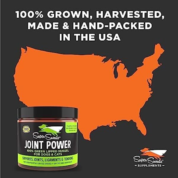 Super Snouts Joint Power 100% Green Lipped Mussels for Dogs & Cats - Dog Joint Supplement Powder Supports Joints, Tendons, Ligaments (2.64 oz)