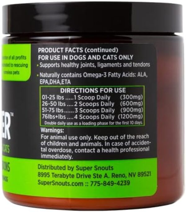 Super Snouts Joint Power 100% Green Lipped Mussels for Dogs & Cats - Dog Joint Supplement Powder Supports Joints, Tendons, Ligaments (2.64 oz)