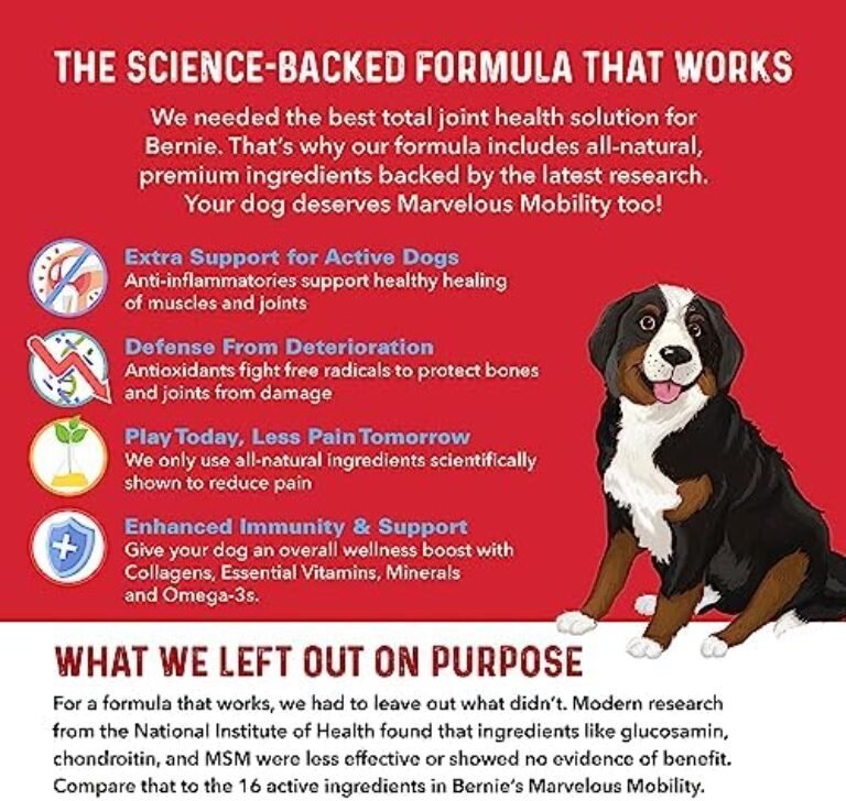 Bernie's Marvelous Mobility - Daily Dog Hip and Joint Supplement - Maintains Overall Well Being & Promotes a Healthy Immune System (90 Count)